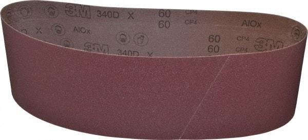 3M - 6" Wide x 48" OAL, 60 Grit, Aluminum Oxide Abrasive Belt - Aluminum Oxide, Medium, Coated, X Weighted Cloth Backing, Series 340D - All Tool & Supply