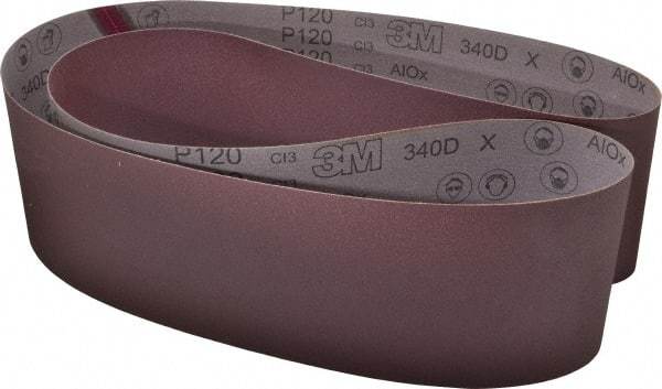 3M - 6" Wide x 89" OAL, 120 Grit, Aluminum Oxide Abrasive Belt - Aluminum Oxide, Fine, Coated, X Weighted Cloth Backing, Series 240D - All Tool & Supply