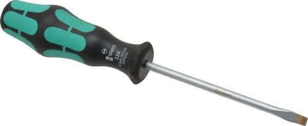 Wera - 198mm OAL Standard Slotted Screwdriver - Round Shank, Ergonomic Handle - All Tool & Supply