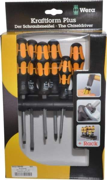 Wera - 6 Piece Phillips & Slotted Screwdriver Set - Round Shank, Ergonomic Handle, Bit Sizes: Philips #1 & #2 - All Tool & Supply