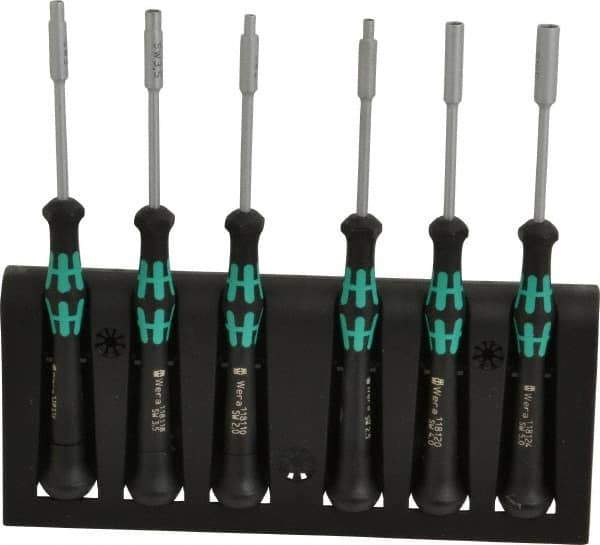 Wera - 6 Piece 2 to 5mm Electronic Nutdriver Set - Standard Shaft, Ergonomic Handle - All Tool & Supply