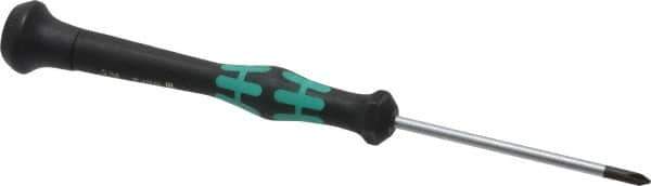 Wera - #0, 6-1/8" OAL, Electronic/Electrostatic Phillips Screwdriver - 2-3/8" Blade Length, Round Shank, Ergonomic Handle - All Tool & Supply