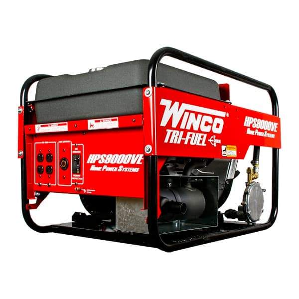 Winco Inc - 3-1/2 hr Full Load Time, 9 kW, Electric/Pull Start, Gasoline, Liquid Propane (LP) & Natural Gas Portable Power Generator - 7 Gal Tank, 32-3/4" Long x 22-1/2" Wide x 22" Deep, 480 cc Engine - All Tool & Supply