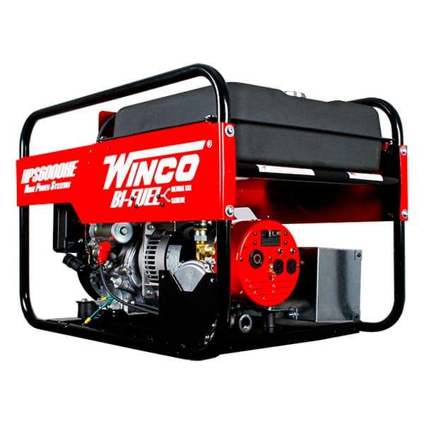 Winco Inc - 4-1/2 hr Full Load Time, 6 kW, Electric/Pull Start, Gasoline & Natural Gas Portable Power Generator - 7 Gal Tank, 32-3/4" Long x 22-1/2" Wide x 22" Deep, 389 cc Engine - All Tool & Supply