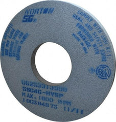 Norton - 14" Diam x 5" Hole x 1" Thick, H Hardness, 46 Grit Surface Grinding Wheel - Ceramic, Type 1, Coarse Grade, 2,320 Max RPM, Vitrified Bond, No Recess - All Tool & Supply