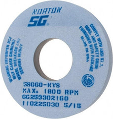 Norton - 14" Diam x 5" Hole x 1-1/2" Thick, K Hardness, 60 Grit Surface Grinding Wheel - Ceramic, Type 1, Medium Grade, 1,800 Max RPM, Vitrified Bond, No Recess - All Tool & Supply