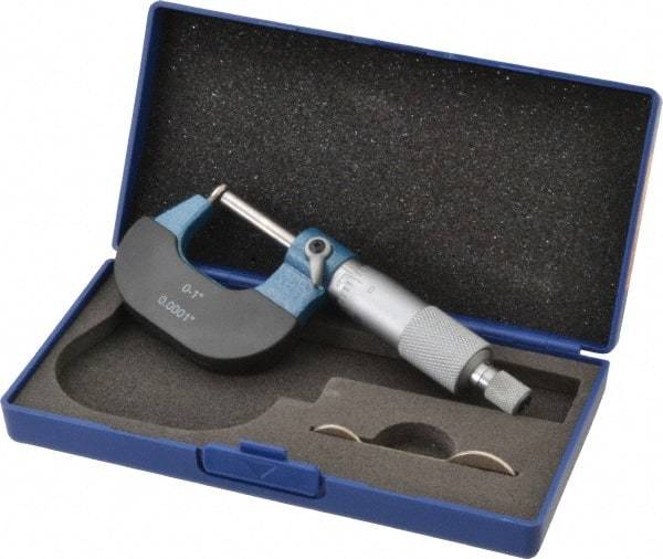 Value Collection - 1 Inch Measurement Range, 0.0001 Inch Graduation, Barrel Anvil, Ratchet Stop Thimble, Mechanical Tube Micrometer - Accurate Up to 0.0001 Inch, Accurate Up to 0.0001 Inch, Enamel Finish, Carbide - All Tool & Supply