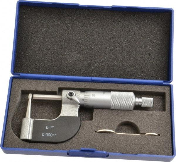 Value Collection - 1 Inch Measurement Range, 0.0001 Inch Graduation, Barrel Anvil, Ratchet Stop Thimble, Mechanical Tube Micrometer - Accurate Up to 0.0001 Inch, Accurate Up to 0.0001 Inch, Enamel Finish, Carbide - All Tool & Supply