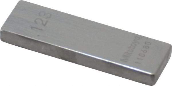 Mitutoyo - 0.123" Rectangular Steel Gage Block - Accuracy Grade 0, Includes Certificate of Inspection - All Tool & Supply