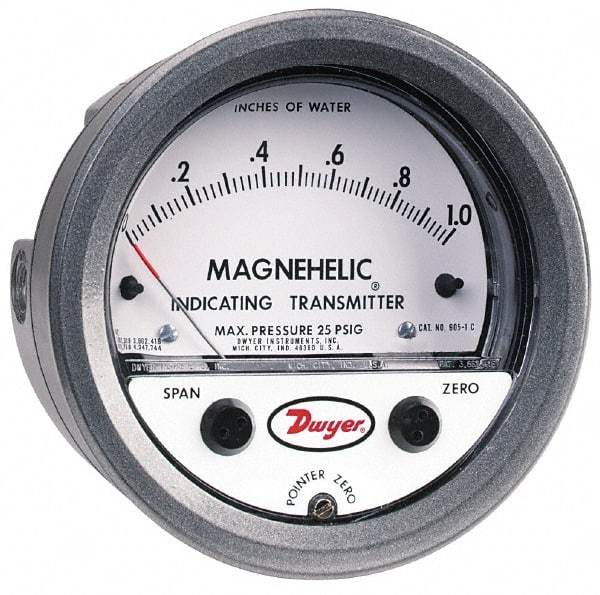 Dwyer - 25 Max psi, Differential Pressure Transmitter with Indication - 1/8" Thread - All Tool & Supply