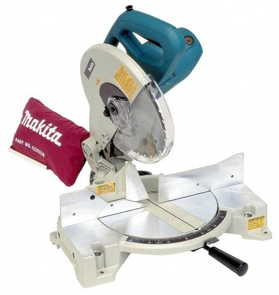 Makita - 15 Amp, 115 Volt, 4,600 RPM, 45° Left Single Bevel Miter Saw - 5/8" Arbor, 10" Blade Diam - All Tool & Supply