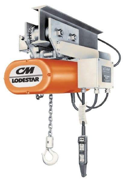 CM - 1 Ton Capacity, 16 FPM Lift Speed, Electric Chain Hoist - 10' Max Lift, 15-9/16" Min Headroom, 2 Chains - All Tool & Supply