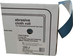 Value Collection - 1-1/2" x 50 Yd 100 Grit Aluminum Oxide Cloth Roll - Fine Grade, J Weighted Backing - All Tool & Supply