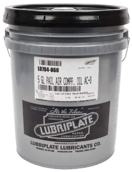 Lubriplate - 5 Gal Pail, ISO 32, SAE 10, Air Compressor Oil - 137 Viscosity (SUS) at 100°F, 43 Viscosity (SUS) at 210°F, Series AC-0 - All Tool & Supply