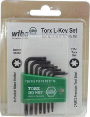 Wiha - 7 Piece T6 to T20 L-Key Short Arm Torx Key Set - T6, T7, T8, T9, T10, T15, T20 Torx Size - All Tool & Supply