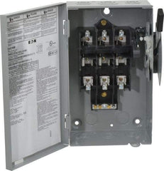 Eaton Cutler-Hammer - 30 Amp, 240 VAC, 3 Pole Fused Safety Switch - NEMA 1, 1 Phase, 1-1/2 to 3 hp at 240 VAC (Single Phase), 3 to 7-1/2 hp at 240 VAC (Triple Phase), 3PST Contact Form - All Tool & Supply