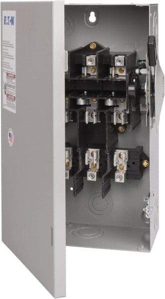 Eaton Cutler-Hammer - 60 Amp, 240 VAC, 3 Pole Fused Safety Switch - NEMA 1, 1 Phase, 3 to 10 hp at 240 VAC (Single Phase), 7-1/2 to 15 hp at 240 VAC (Triple Phase), 3PST Contact Form - All Tool & Supply