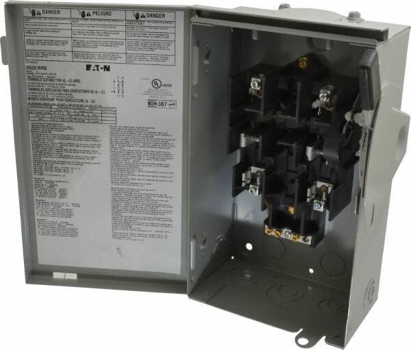 Eaton Cutler-Hammer - 30 Amp, 240 VAC, 2 Pole Fused Safety Switch - NEMA 3R, 3 Phase, 1-1/2 to 3 hp at 240 VAC (Single Phase), 3 to 7-1/2 hp at 240 VAC (Triple Phase), DPST Contact Form - All Tool & Supply