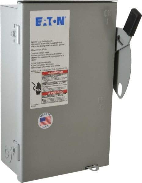 Eaton Cutler-Hammer - 30 Amp, 240 VAC, 3 Pole Nonfused Safety Switch - NEMA 3R, 3 Phase, 3 hp at 240 VAC (Single Phase), 7-1/2 hp at 240 (Triple Phase), 3PST Contact Form - All Tool & Supply