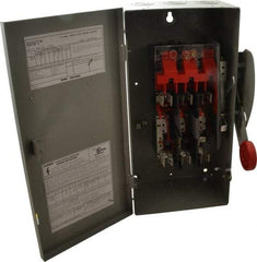 Eaton Cutler-Hammer - 60 Amp, 250 VDC, 480-600 VAC, 3 Pole Fused Safety Switch - NEMA 1, 1 Phase, 20 hp at 480 VAC, 25 hp at 600 VAC (Single Phase), 30 hp at 480 VAC, 50 hp at 600 VAC (Triple Phase), 3PST Contact Form - All Tool & Supply