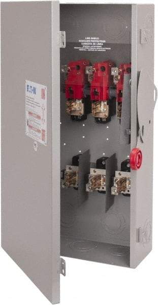 Eaton Cutler-Hammer - 200 Amp, 250 VDC, 480-600 VAC, 3 Pole Fused Safety Switch - NEMA 1, 1 Phase, 50 hp at 480/600 VAC (Single Phase), 125 hp at 480 VAC, 150 hp at 600 VAC (Triple Phase), 3PST Contact Form - All Tool & Supply