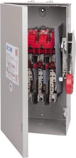 Eaton Cutler-Hammer - 60 Amp, 250 VDC, 480-600 VAC, 3 Pole Fused Safety Switch - NEMA 3R, 3 Phase, 20 hp at 480 VAC, 25 hp at 600 VAC (Single Phase), 30 hp at 480 VAC, 50 hp at 600 VAC (Triple Phase), 3PST Contact Form - All Tool & Supply