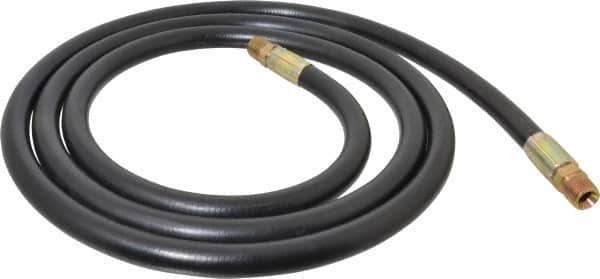 Made in USA - 1/2" Inside x 55/64" Outside Diam, 4,000 psi Working Pressure, Hydraulic Hose - 1/2-14 Thread, 120" Long, 10-1/2' Standard Coil Length, 7" Bend Radius, Nitrile Rubber, -40 to 121°C Max - All Tool & Supply