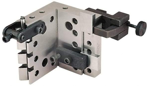 Suburban Tool - 4" Wide x 4" Deep x 4-1/2" High Steel Precision-Ground Angle Plate - V-Step Plate, Machined Holes on Surface, Open End, 1" Thick, Pair of Plates - All Tool & Supply