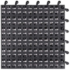 Wearwell - 18" Long x 18" Wide x 7/8" Thick, Anti-Fatigue Modular Matting Tiles - Male & Female, 4 Interlocking Sides, Black, For Dry & Wet Areas, Series 561 - All Tool & Supply