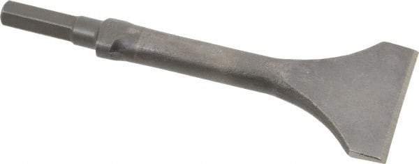 Made in USA - 3" Head Width, 9" OAL, 1/2" Shank Diam, Scaling Chisel - Hex Drive, Hex Shank, Alloy Steel - All Tool & Supply