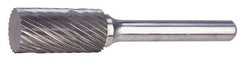 SGS Pro - 3/16" Cut Diam, 1/4" Shank Diam, Cylinder Head Single Cut Burr - Carbide, Flat End, 5/8" LOC, 2" OAL - All Tool & Supply