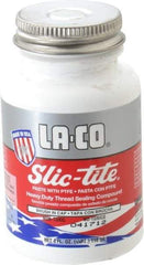 LA-CO - 1/4 Pt Brush Top Can White Thread Sealant - Paste with PTFE, 500°F Max Working Temp, For Metal, PVC, CPVC & ABS Plastic Pipe Threads - All Tool & Supply