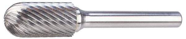 M.A. Ford - 1/8" Cut Diam, 1/4" Shank Diam, Cylinder with Radius Head Double Cut Burr - Carbide, Radius End, 1/2" LOC, 2" OAL - All Tool & Supply