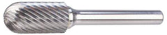 M.A. Ford - 1/4" Cut Diam, 1/4" Shank Diam, Cylinder with Radius Head Double Cut Burr - Carbide, Radius End, 5/8" LOC, 2" OAL - All Tool & Supply