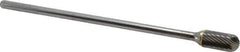 Atrax - 1/2" Cut Diam, 1/4" Shank Diam, Cylinder with Radius Head Single Cut Burr - Carbide, Radius End, 1" LOC, 7" OAL - All Tool & Supply