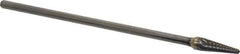 Atrax - 3/8" Cut Diam, 1/4" Shank Diam, Taper Head Single Cut Burr - Carbide, Radius End, 1-1/16" LOC, 7-1/16" OAL - All Tool & Supply