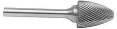 M.A. Ford - 1/4" Cut Diam, 1/8" Shank Diam, Tree with Radius Head Double Cut Burr - Carbide, Radius End, 1/2" LOC, 2" OAL - All Tool & Supply