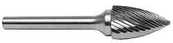 M.A. Ford - 1/8" Cut Diam, 1/8" Shank Diam, Tree Head Single Cut Burr - Carbide, Point End, 5/16" LOC, 1-1/2" OAL - All Tool & Supply