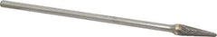 Atrax - 3/8" Cut Diam, 1/4" Shank Diam, Taper Head Double Cut Burr - Carbide, Radius End, 1-1/16" LOC, 7-1/16" OAL - All Tool & Supply