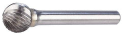 M.A. Ford - 3/16" Cut Diam, 1/4" Shank Diam, Ball Head Single Cut Burr - Carbide, Radius End, 5/32" LOC, 2" OAL - All Tool & Supply