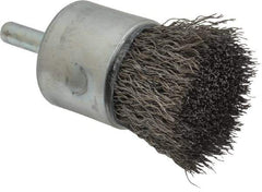 Weiler - 1" Brush Diam, Crimped, End Brush - 1/4" Diam Steel Shank, 22,000 Max RPM - All Tool & Supply