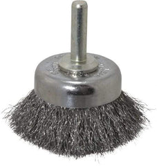 Weiler - 1-3/4" Diam, 1/4" Shank Diam, Steel Fill Cup Brush - 0.006 Wire Diam, 3/4" Trim Length, 13,000 Max RPM - All Tool & Supply