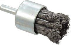 Weiler - 1-1/8" Brush Diam, Knotted, End Brush - 1/4" Diam Shank, 22,000 Max RPM - All Tool & Supply