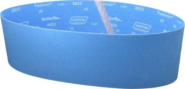 Norton - 6" Wide x 48" OAL, 60 Grit, Zirconia Alumina Abrasive Belt - Zirconia Alumina, Medium, Coated, X Weighted Cloth Backing, Series R823 - All Tool & Supply