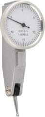 Value Collection - 0.03 Inch Range, 0.0005 Inch Dial Graduation, Horizontal Dial Test Indicator - 1.26 Inch White Dial, 0-15-0 Dial Reading - All Tool & Supply