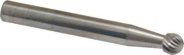 Atrax - 1/4" Cut Diam, 6mm Shank Diam, Ball Head Single Cut Burr - Carbide, Radius End, 1/4" LOC, 2" OAL - All Tool & Supply