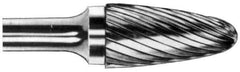 M.A. Ford - 5/8" Cut Diam, 1/4" Shank Diam, Tree with Radius Head Double Cut Burr - Carbide, Radius End, 1" LOC, 3" OAL - All Tool & Supply