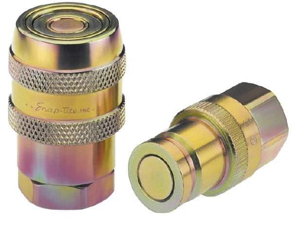 Parker - 3/8 Thread Stainless Steel Hydraulic Hose Valved Coupler - 5,000 psi, 12 GPM - All Tool & Supply