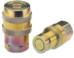 Parker - 1-1/4 Thread Stainless Steel Hydraulic Hose Valved Coupler - 4,000 psi, 90 GPM - All Tool & Supply