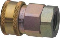 Parker - 1-1/4 Thread Steel Hydraulic Hose Valved Coupler - 1,750 psi, 120 GPM - All Tool & Supply